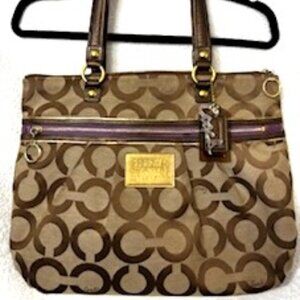 Coach Poppy Art series signature C logo canvas oversized shoulder bag